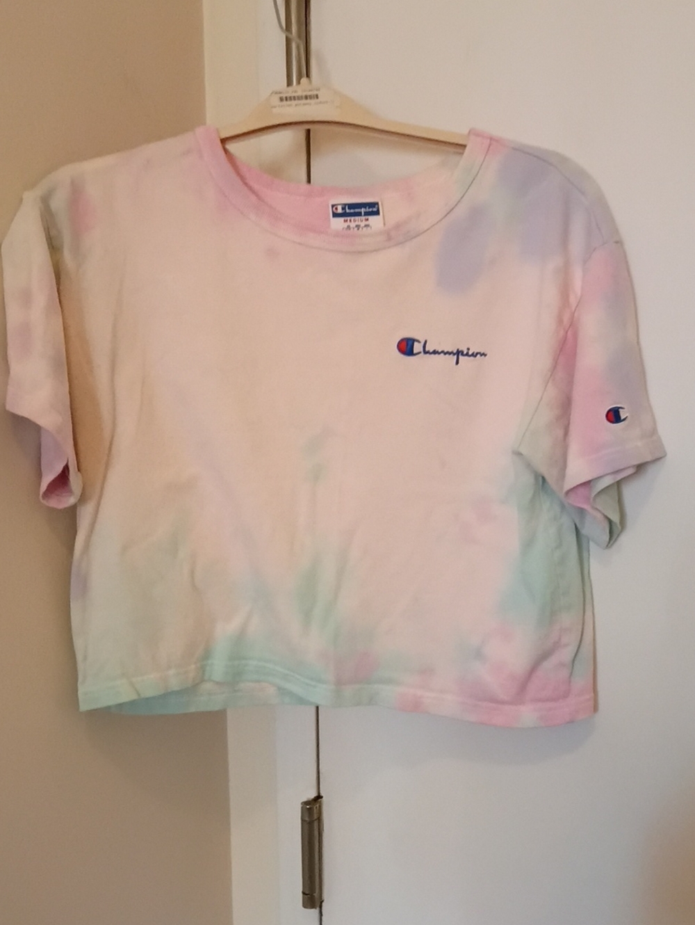 Champion Pastel Tie-Dye Crop Tee - Pink, Blue, Mint